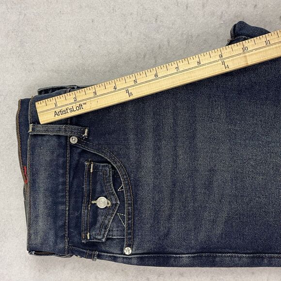True Religion Ricky Big T Flap Relaxed Straight Jeans Mens Size 31X34 Blue Denim - Picture 6 of 16